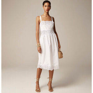 J. Crew White Lace Trim Midi Dress